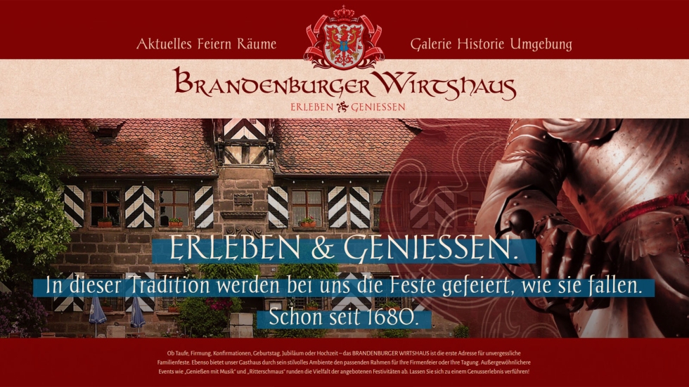 www.brandenburger-wirtshaus.de – Die historisch, traditionell anmutende Chantelli Antiqua fügt sich stimmig ins Designkonzept.