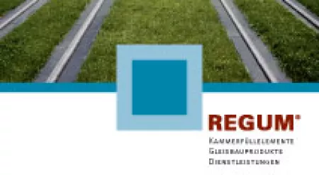 Produktbroschüren zu den Gleisbau-Produkten "REGUM" in Deutsch und Englisch