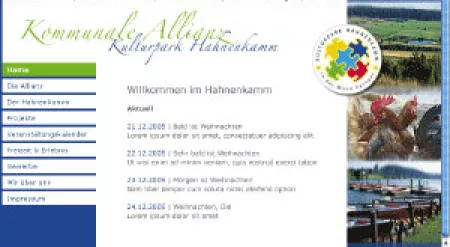 Screendesign für den Webauftritt der Kommunalen Allianz Hahnenkamm